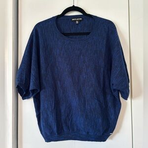 DKNY Jeans Marled Knit Top Electric Blue Short Sleeve Women’s Medium